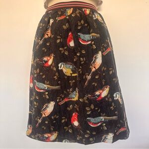 Cath Kidston Women’s Black A-Line Circle Skirt with Garden Bird Print Medium